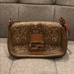 Authentic Fendi precious brown baguette sequin bag